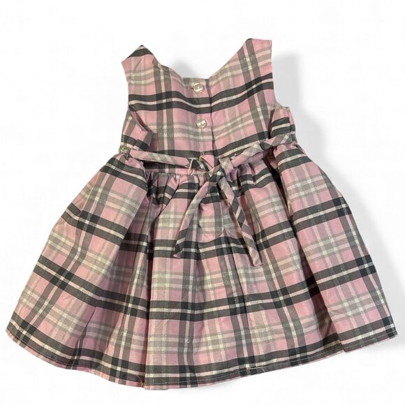 Youngland Baby Girls Metallic Woven Coat Set Faux Fur Matching Plaid Dress 12 Mo - Picture 4 of 11